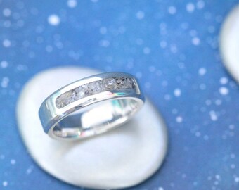 Cremation Ring for Ashes • Sterling Silver & Resin “James” Ring • 6mm Inlay Band Cremation Ring for Ashes