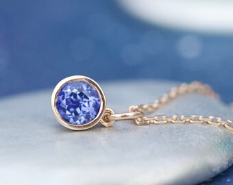Bespoke Cremation Jewelry • The “Layla” Necklace • Sterling Silver 5mm Round Lab Sapphire Cremation Ash Necklace