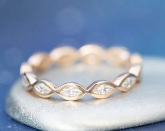 Bespoke Cremation Jewelry • Sterling Silver “Laurie” Ring • Marquise Eternity Band Cremation Ring for Ashes