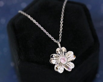 Cremation Necklace for Ashes • The “Jocelyn” Necklace • 4mm Flower Gemstone Cremation Ash Pendant