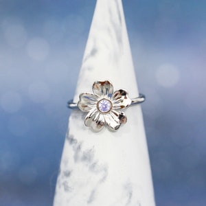 Cremation Ring for Ashes The Jocelyn Ring 4mm Flower Gemstone Cremation Ring for Ashes image 4