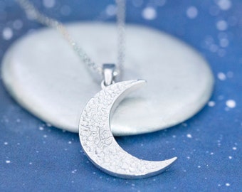 Cremation Necklace for Ashes • The "Luna" Necklace • Sterling Silver Reversible Crescent Moon Cremation Ash Pendant