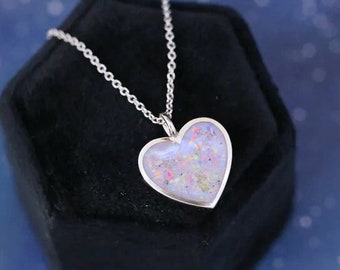 Cremation Necklace for Ashes • Resin “Jaylynn” Pendant • Sterling Silver 16mm Heart Cremation Ash Pendant