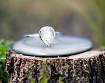 Cremation Ring for Ashes • Sterling Silver “Zaya” Ring • 9x7mm Pear Cremation Ring for Ashes