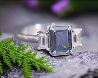 Cremation Ring for Ashes • The “Jaycie” Ring • 9x7mm Emerald Cut Birthstone Cremation Ring for Ashes