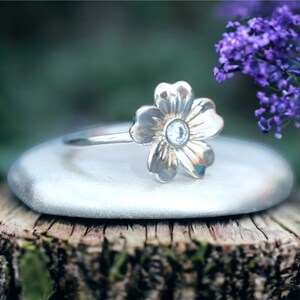 Cremation Ring for Ashes The Jocelyn Ring 4mm Flower Gemstone Cremation Ring for Ashes image 1