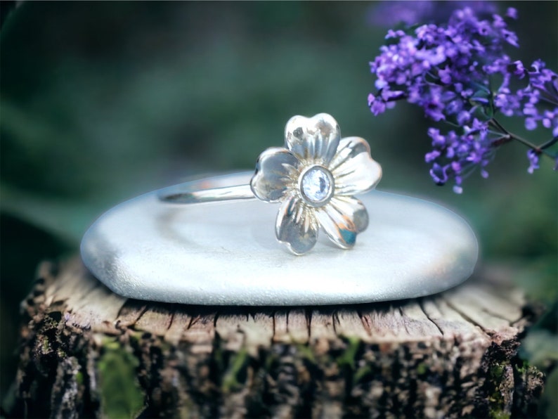 Cremation Ring for Ashes The Jocelyn Ring 4mm Flower Gemstone Cremation Ring for Ashes image 1