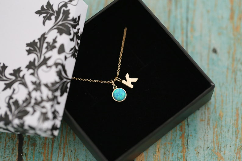 Cremation Pendant 14k Yellow Gold 6mm Opal Cremation Ash Pendant with Initial 6mm7 Pet Loss Cremation Jewelry Ash Necklace