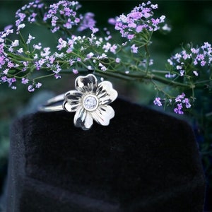 Cremation Ring for Ashes The Jocelyn Ring 4mm Flower Gemstone Cremation Ring for Ashes image 2