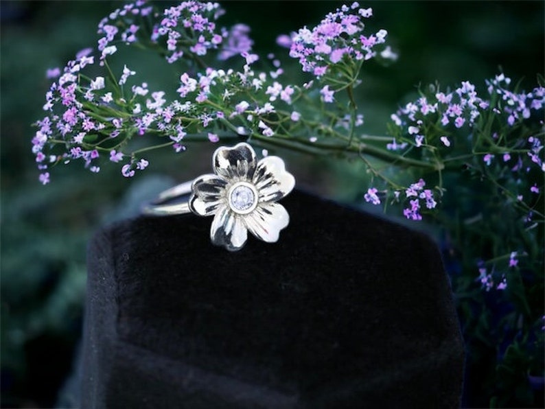 Cremation Ring for Ashes The Jocelyn Ring 4mm Flower Gemstone Cremation Ring for Ashes image 2