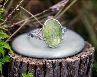 Glass Cremation Ring for Ashes • Sterling Silver and Glass “Mercy” Ring • 10x14mm Oval Glass Reliquary Cremation Ring for Ashes