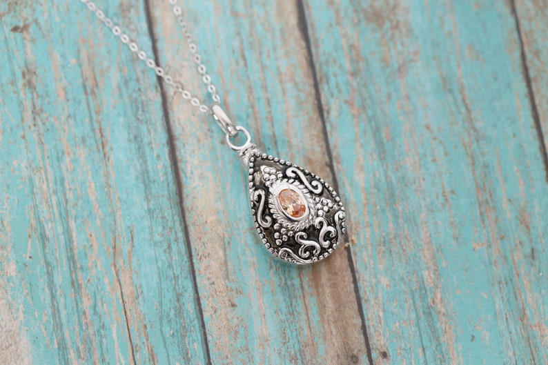 Ash Necklace Sterling Silver Memorial Teardrop Urn Pendant with Birthstone Vial Necklace Pet Memorial Cremation Jewelry November