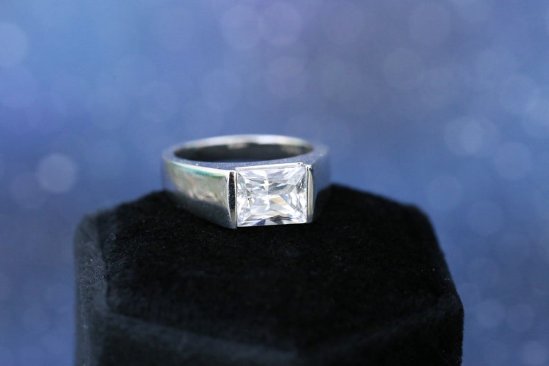 Cremation Ring for Ashes The Leon Ring 9x7mm Rectangle Cut Moissanite Cremation Ring for Ashes image 1