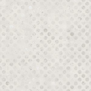 May include: A textured, off-white surface with a repeating pattern of small, irregular, silver-colored circles. The circles are arranged in a grid-like formation, creating a subtle, shimmering effect across the background.