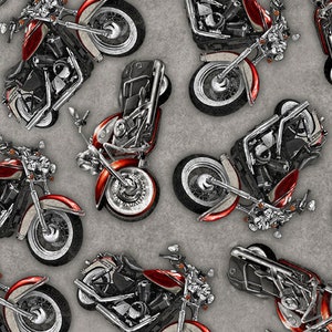 Quilting Treasures Ride Free Motorcycle on Gray 1649-28772-K