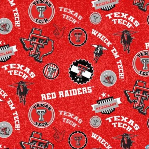 TTU-1208, NCAA Texas Tech, 44"/45" wide, sold by the 1/2 yard, from Skykel