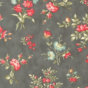44331-15, Collections for a Cause: Etchings - Charcoal (Floral), 44&quot;/45&quot; wide, sold by the 1/2 yard