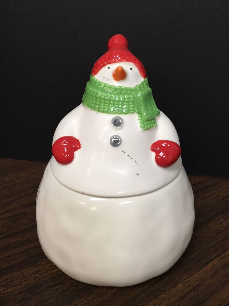 Hallmark Snowman Candy Dish and Stuffed Snowman | Etsy