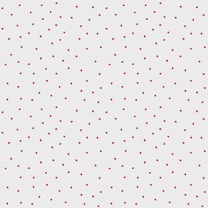 8210-WR, Kimberbell vitt/rött Tiny Dots-tyg från Maywood Studios, säljs i 1/2 meter