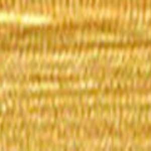 May include: A close-up of a gold metallic fabric with a subtle shimmer. The fabric has a woven texture and a slightly wrinkled appearance.