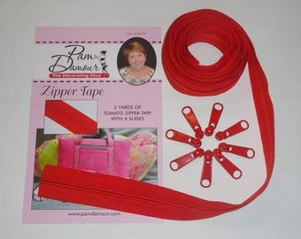 Damour Zipper Tape, 3 mètres de tomate avec tirettes