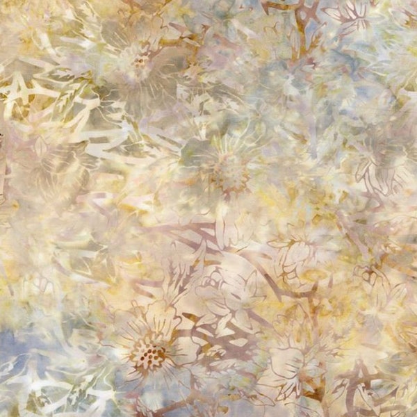 TONGA-B1763 SUNRISE, Batik - Stamped Flowers on Branches (Windsong Collection), 43"/44" wide, sold by the 1/2 yard, for Timeless Treasures