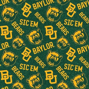BAY1178, NCAA Baylor (Green - Tone on Tone), 44&quot;/45&quot; wide, sold by the 1/2 yard, for Sykel Enterprises