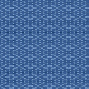 May include: A seamless pattern featuring a repeating honeycomb design. The pattern consists of light blue hexagonal shapes on a darker blue background. The geometric design creates a visually interesting and modern aesthetic.