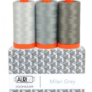 Aurifil Color Builder 50 WT 3 piece set MILAN GREY