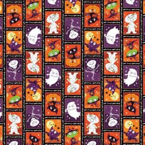 791G-59, Graveyard Ghouls Glow - Multi Patchwork Glow in the Dark, 44&quot;/45&quot; wide, sold by the 1/2 yard, from StudioE