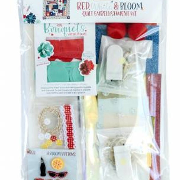 KimberBell Red, White, & Bloom Embellishment Kit