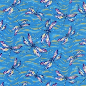 BUG-CM8307, Water Dance - Dragonflies (Light Blue), 44"/45" wide, sold by the 1/2 yard, for Timeless Treasures