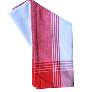 Dunroven House Mcleod Towel - Bright Red and White