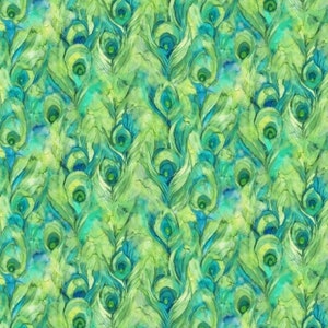 DP26701-74, Allure - Large Feather (Green Multi), 44&quot;/45&quot; wide, sold by the 1/2 yard, by Northcott