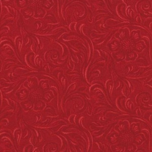 11216-11, Western Basics - Tooled Leather Red, 44&quot;/45&quot; wide, sold by the 1/2 yard, from Moda