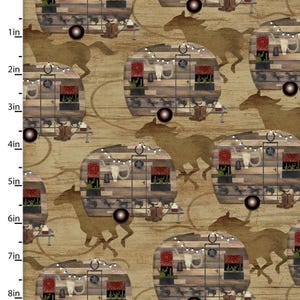 22257-TAN, Hold Your Horses Camper Corral, sold by the 1/2 yard