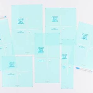 May include: Eight light blue planner sheets with the text "Clear Blue Planners" printed on each sheet.
