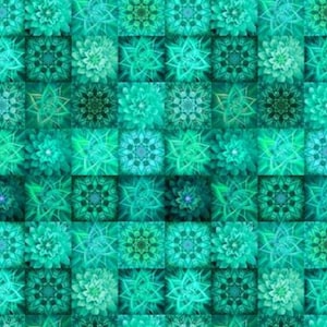 V5254H-21, Teal Dream Big Tiles, 44&quot;/45&quot; wide, sold by the 1/2 yard
