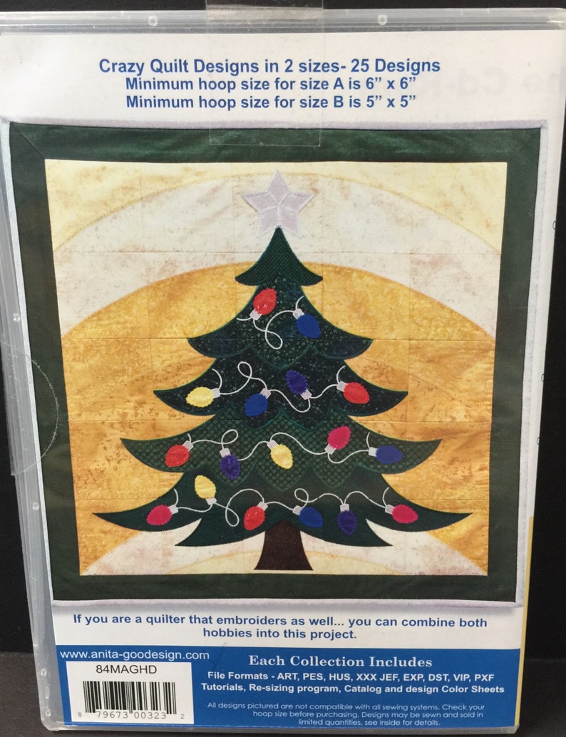 Anita Goodesign Christmas Tree Crazy Quilt Embroidery CD