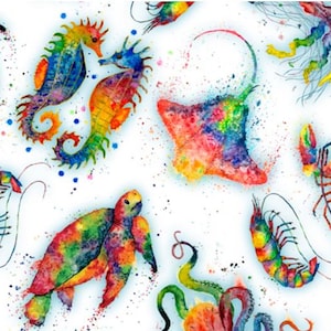 1649-29820-Z, The Deep - Sea Creatures, 44&quot;/45&quot; wide, sold by the 1/2 yard