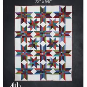 4MD-018, Falling Stars, Quilt Pattern, finished size approx.: 72" x 96", for 4th & Main