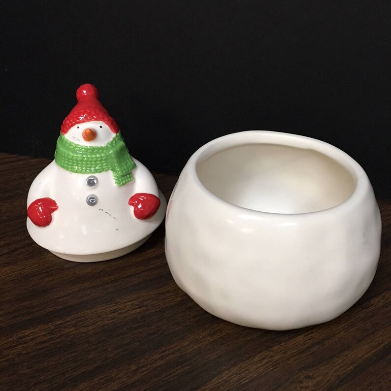 Hallmark Snowman Candy Dish and Stuffed Snowman Etsy