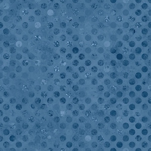 May include: A blue background with a pattern of various sized circles. The circles are in a lighter shade of blue and have a textured appearance. The background has a mottled, distressed look.