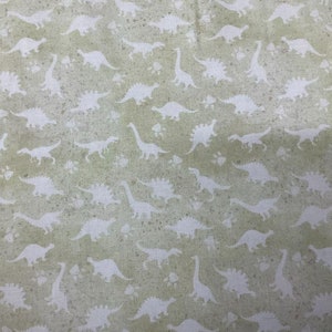 6DIN-2, Dinosaurs Friends - Dino Toss (blanc/crème), 44/45&quot; de large, vendu par 1/2 yard, pour les tissus In The Beginning
