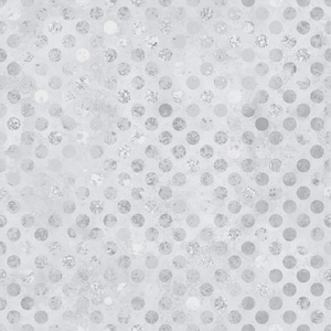 May include: A seamless pattern featuring a textured, light gray background with scattered silver-colored polka dots. The dots vary in size and have a slightly distressed, metallic appearance, creating a subtle shimmer effect. The overall design has a vintage or industrial aesthetic.