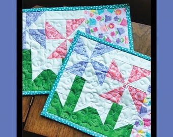 Pinwheelies スナック マット - ランナー キルト パターン、8 インチ x