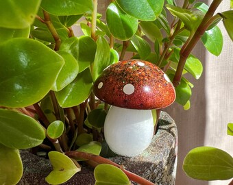 Mini Chunky Glittering Fall Themed Gnomish Mushroom Plant Sitter / Decoration