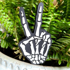 Skeleton Peace Sign Plant Sitter / Decoration