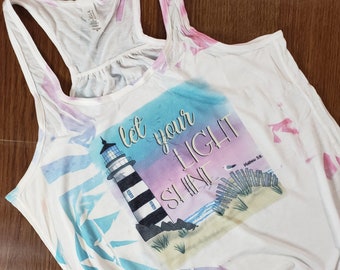 Let your light shine - Razor Back Tank Top - Tie Dye Tank Top - Tie Dye Summer Wear - Women Summer Top - Women Tie Dye Tank - Religious Top