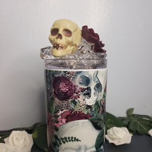 Skull Tumbler - Skull Rose Tumbler - Halloween Tumbler - Skulls Theme Cup - Rose and Skulls - Goth Cup - Goth Tumbler - Spooky Season